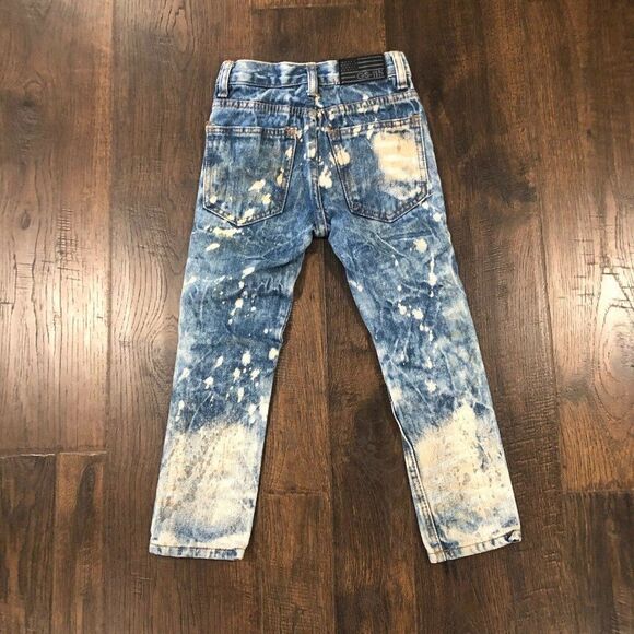 GS-115 Boy’s Size 4 Vintage Style Jeans Bleached Paint Splatters Moto Distressed - Picture 11 of 12